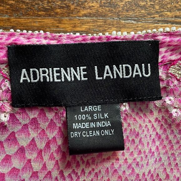 Adrienne Landau Pink and White Silk Tunic Top - Picture 2 of 7